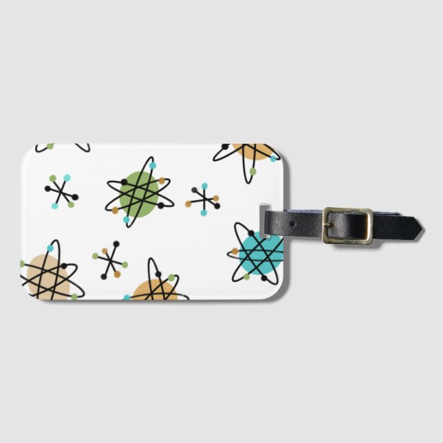 Étiquette À Bagage Balise de bagage atomique du milieu du siècle (Devant Horizontal)