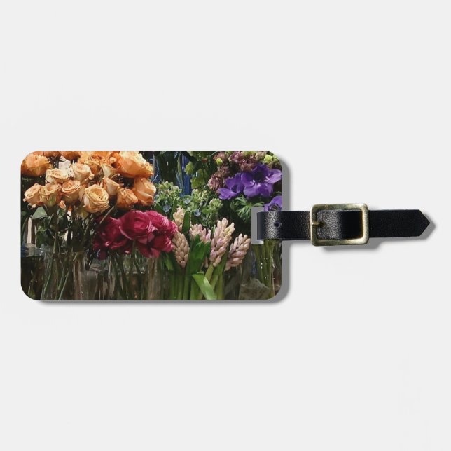Étiquette À Bagage Balise de bagage avec de belles fleurs de boutique (Devant horizontal)
