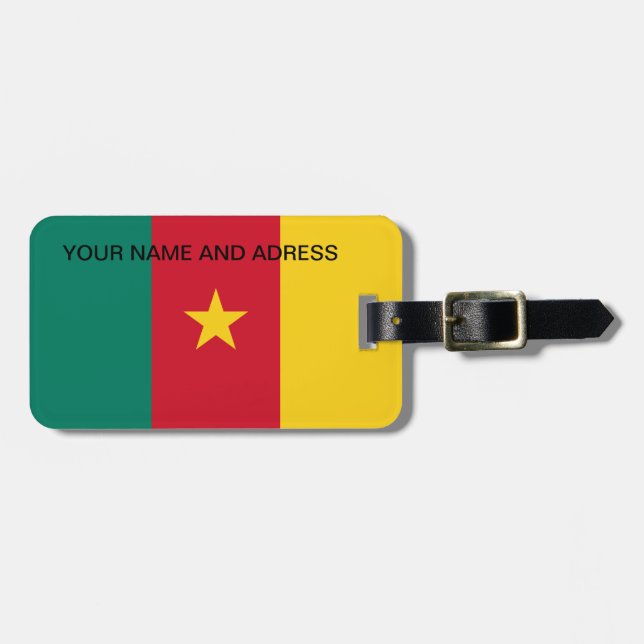 Étiquette À Bagage Balise de bagage avec drapeau du Cameroun (Devant horizontal)
