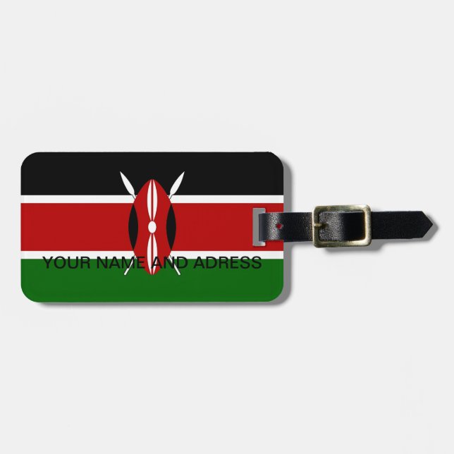 Étiquette À Bagage Balise de bagage avec drapeau du Kenya (Devant horizontal)