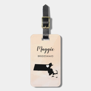 Étiquette À Bagage Balise de bagage Carte Massachusetts, Soirée de ma