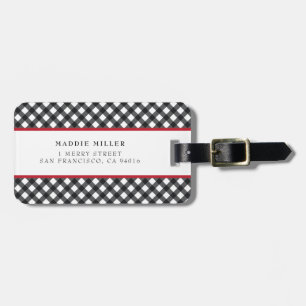 Étiquette À Bagage Balise de bagage classique rouge noir blanc