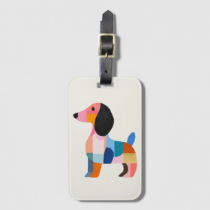 Étiquette À Bagage Balise de bagage Couleur Blocage Couleur Dachshund