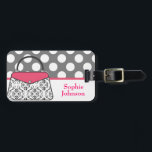 Étiquette À Bagage Balise de bagage Damask Purse sac à main<br><div class="desc">Voyagez dans le style avec une étiquette de bagage personnalisée! Cliquez sur "customiser" pour modifier la police,  la taille de police,  la couleur de police ou l'espacement. Coordonner les éléments disponibles à l'adresse www.gem-ann.com (magasin Zazzle).</div>