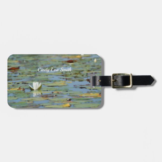 Étiquette À Bagage Balise de bagage d'aquarelle nénuphar Lake Flower (Devant horizontal)