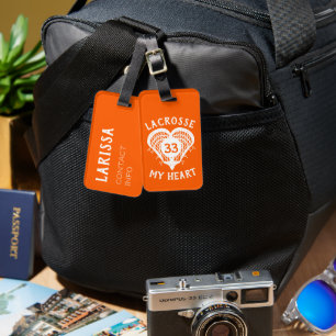 Étiquette À Bagage Balise de bagage de crosse orange Mon coeur