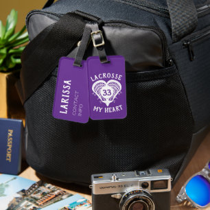 Étiquette À Bagage Balise de bagage de crosse violette Mon coeur