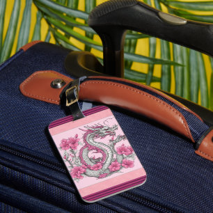 Étiquette À Bagage Balise de bagage de dragon de fleurs