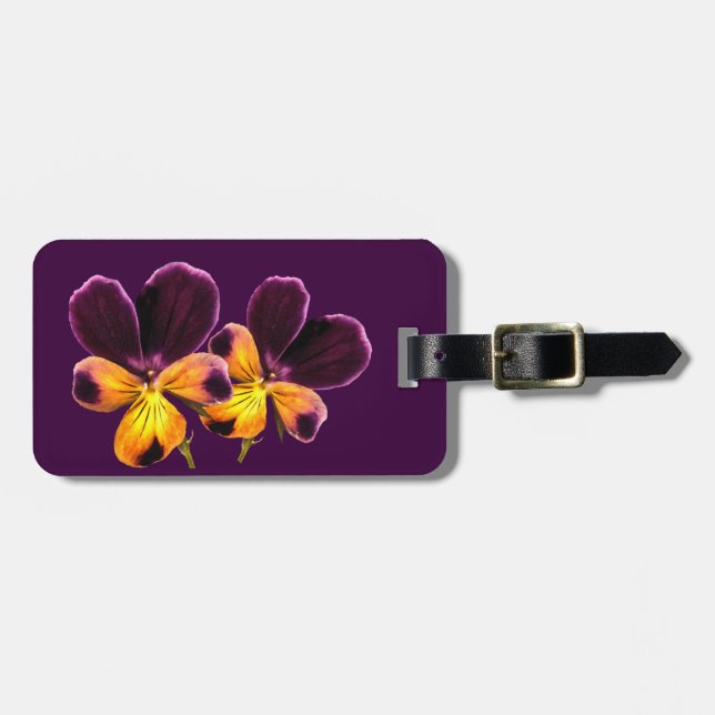 Étiquette À Bagage Balise de bagage de fleurs violettes (Devant horizontal)