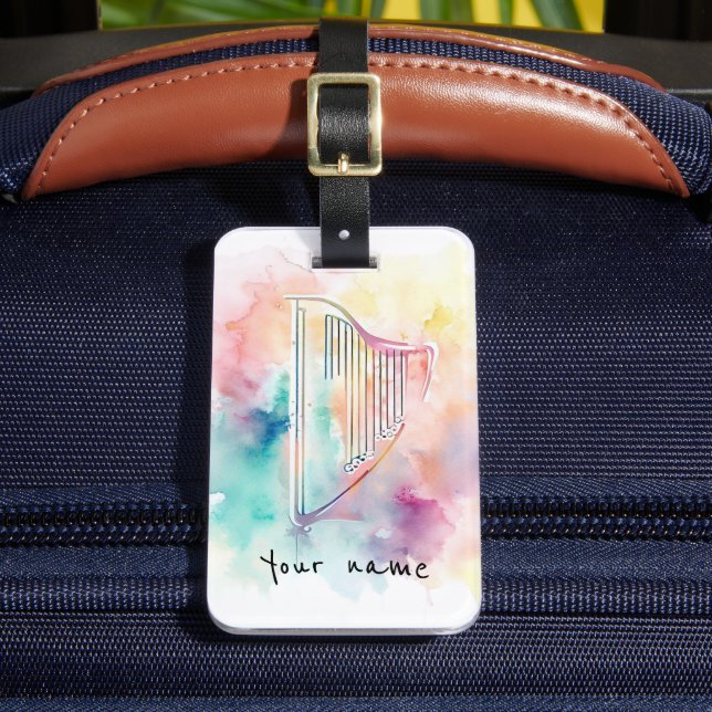 Étiquette À Bagage Balise de bagage de harpe d'aquarelle personnalisé (Insitu Rectoal 2)