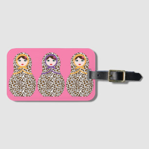 Étiquette À Bagage Balise de bagage de Matryoshka de Cheetah Print
