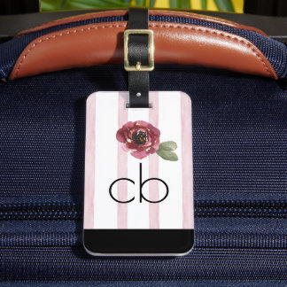Étiquette À Bagage Balise de bagage de monogramme lunatique moderne