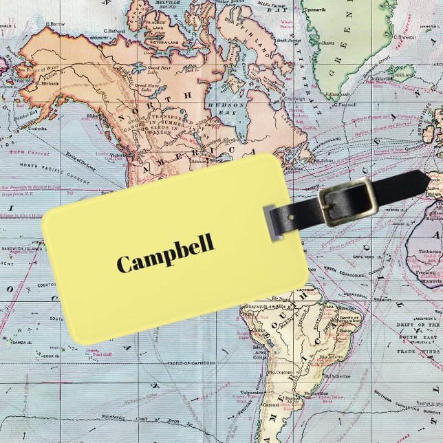 Étiquette À Bagage Balise de bagage de nom personnalisé jaune (Créateur téléchargé)