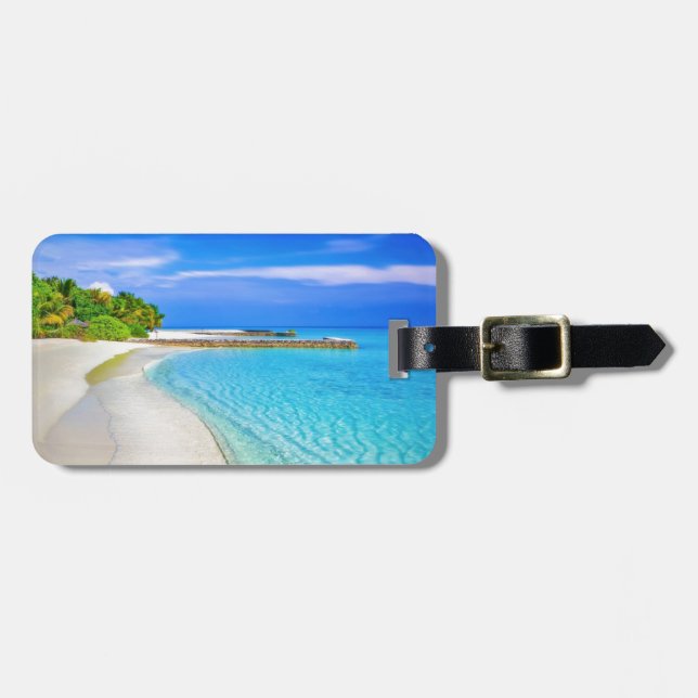 Étiquette À Bagage Balise de bagage de plage tropicale (Devant horizontal)