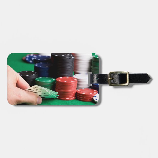 Étiquette À Bagage Balise de bagage du lecteur Poker texte personnali (Devant horizontal)