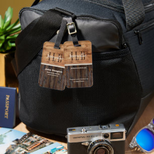 Étiquette À Bagage Balise de bagage du logo d'entreprise en bois rust