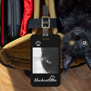 Étiquette À Bagage Balise de bagage du porteur de chat noir - Ajouter
