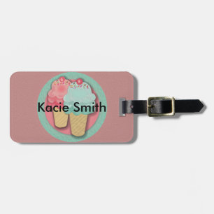 Étiquette À Bagage Balise de bagage en cône de crème glacée rose et v