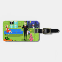 Balise de bagage en couple de Noël urbain rétro