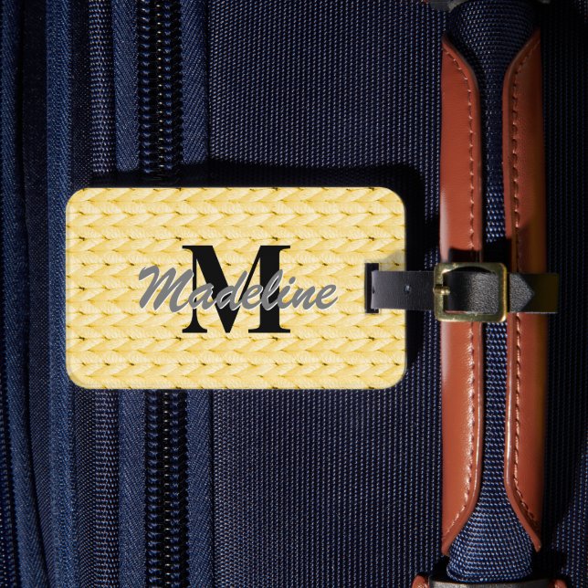 Étiquette À Bagage Balise de bagage en jacquet + Nom, Monogramme (Insitu Rectoal 4)