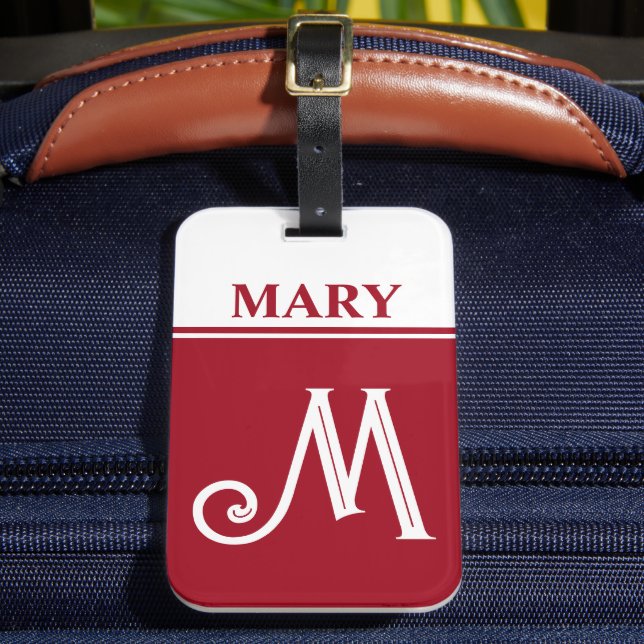 Étiquette À Bagage Balise de bagage en monogramme rouge (Insitu Rectoal 2)