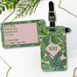 Étiquette À Bagage Balise de bagage Feuille rose vert Plante<br><div class="desc">Attention à toutes les mamans plantes ! Dites "le feuilleter" sur les étiquettes de bagages ennuyeux et ajoutez un peu de tropique à vos accessoires de voyage avec cette étiquette de bagages Monogramme moderne rose Feuille Tropical. Avec des calatheas et d'autres verdure, cette étiquette fera ressortir vos bagages. De plus,...</div>