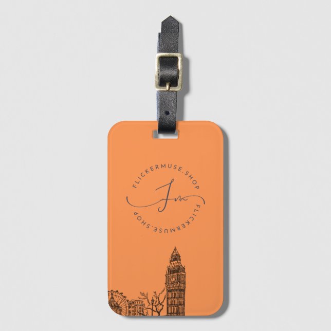 Étiquette À Bagage Balise de bagage Flickermuse (orange) (Devant Vertical)