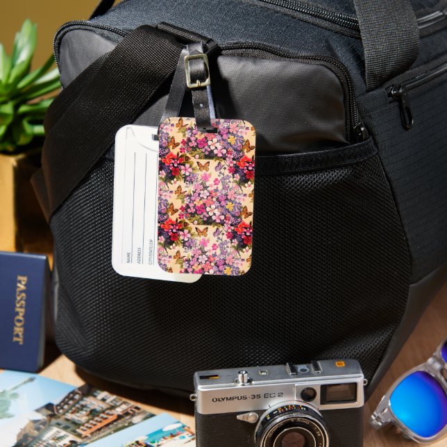 Étiquette À Bagage Balise de bagage floral (Recto & Verso)