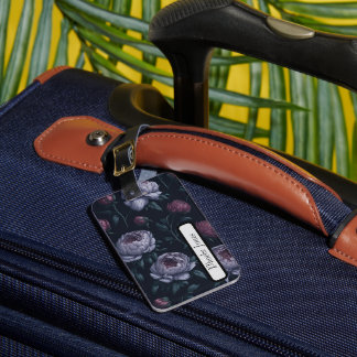 Étiquette À Bagage Balise de bagage floral noir sur pivoines personna