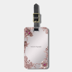 Étiquette À Bagage Balise de bagage floral rose