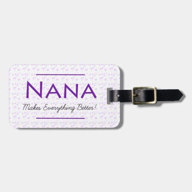 Étiquette À Bagage Balise de bagage florale pourpre pour Nana (Devant horizontal)