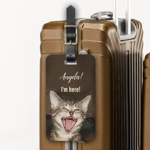 Étiquette À Bagage Balise de bagage humoristique de chat amusant