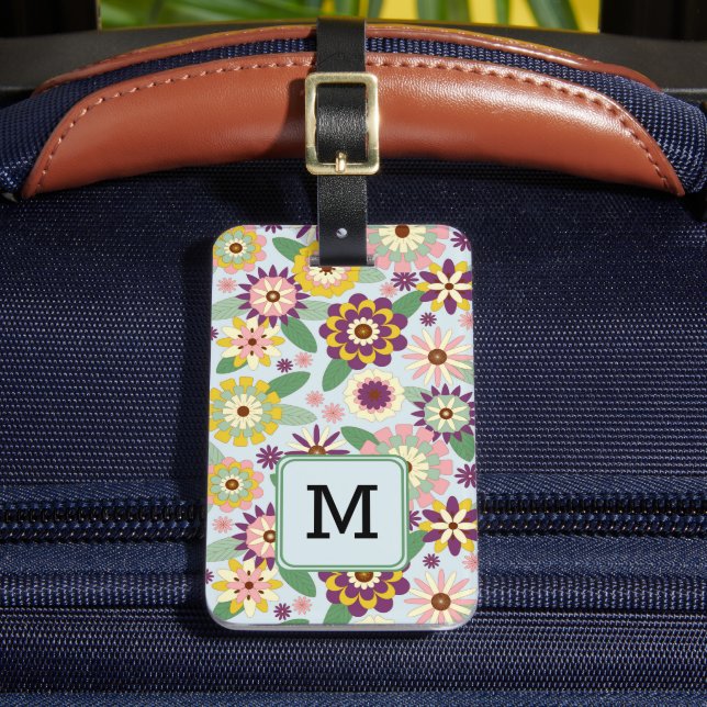 Étiquette À Bagage Balise de bagage initiale du modèle floral rétrosp (Insitu Rectoal 2)