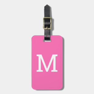 Étiquette À Bagage Balise de bagage initiale personnalisée rose migno