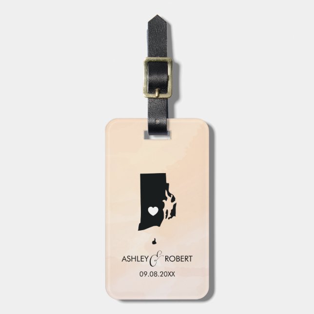 Étiquette À Bagage Balise de bagage Mariage Carte de l'île de Rhode,  (Devant Vertical)