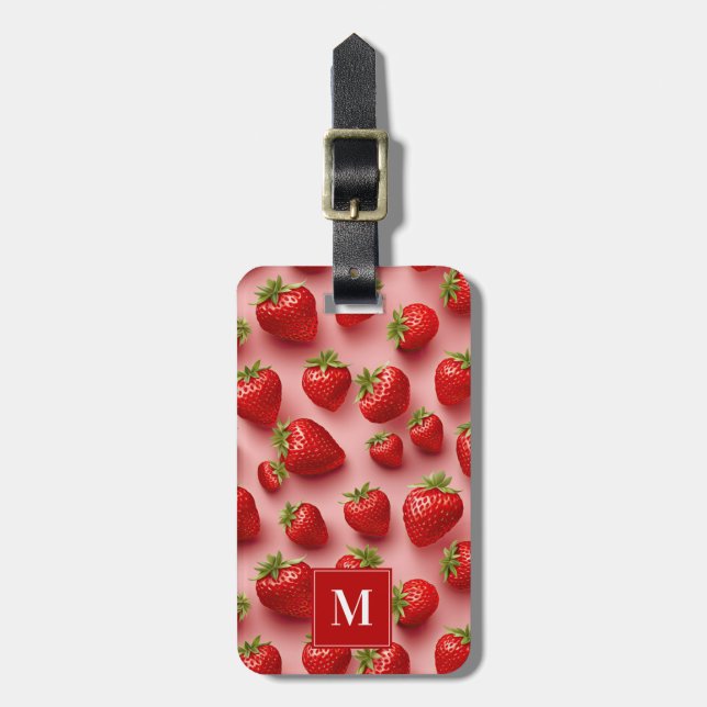 Étiquette À Bagage Balise de bagage mignonne fraise (Devant Vertical)