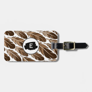 Étiquette À Bagage Balise de bagage monogramme de plume de sauce pers