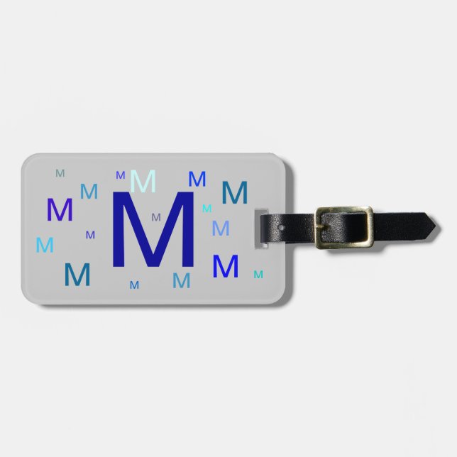 Étiquette À Bagage Balise de bagage - Monogramme répété (Devant horizontal)