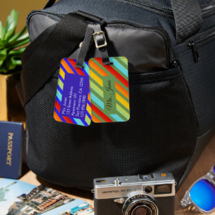 Étiquette À Bagage Balise de bagage Motif arc-en-ciel rayé