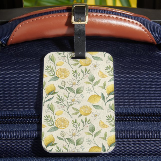 Étiquette À Bagage Balise de bagage Motif citrons et fleurs (Insitu Rectoal 2)