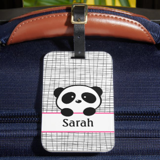 Étiquette À Bagage Balise de bagage Panda Rose