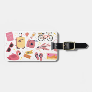 Étiquette À Bagage Balise de bagage personnalisable Retro Rose