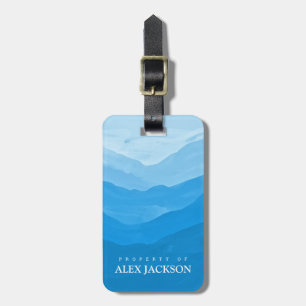 Étiquette À Bagage Balise de bagage personnalisée Elégant Bleu extéri