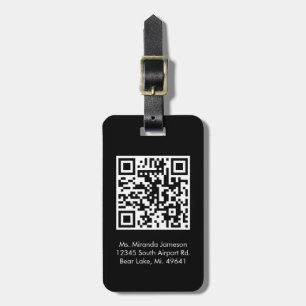 Étiquette À Bagage Balise de bagage personnalisée Jet Black QR CODE