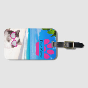Étiquette À Bagage Balise de bagage personnalisée pour chat de plage