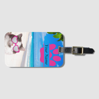 Étiquette À Bagage Balise de bagage personnalisée pour chat de plage