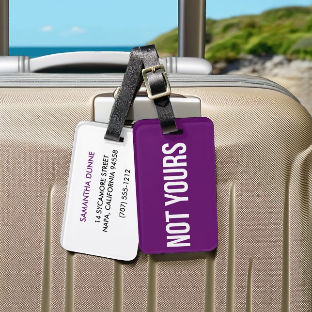 Étiquette À Bagage Balise de bagage personnalisée | Violet (Créateur téléchargé)