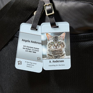 Étiquette À Bagage Balise de bagage photo de votre chat amusant