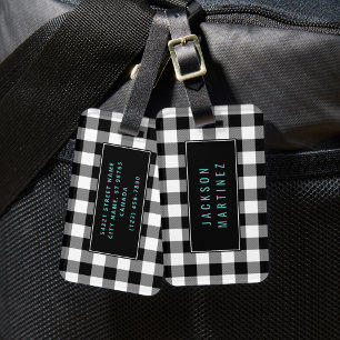 Étiquette À Bagage Balise de bagage plaquée de buffle (noir et blanc)