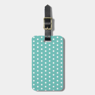 Étiquette À Bagage Balise de bagage Pointe Polka (Aqua & White)